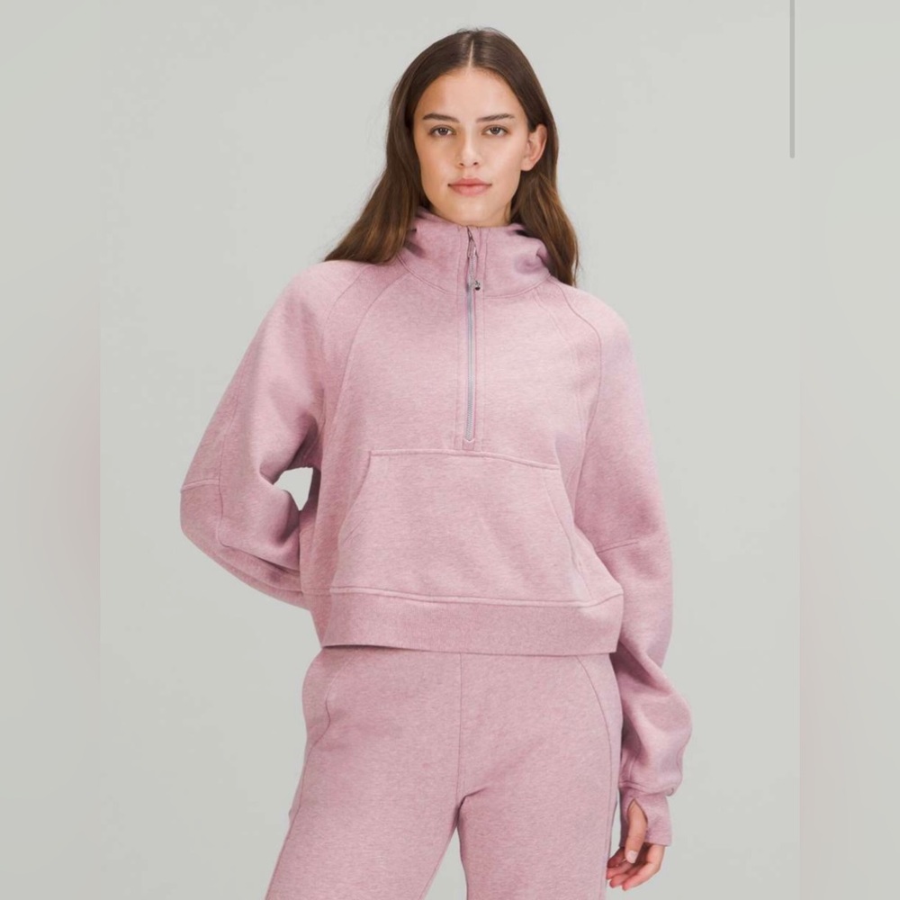 Lululemon Scuba Oversized Half-Zip Hoodie, Color: Heathered Pink Taupe, Size: ML